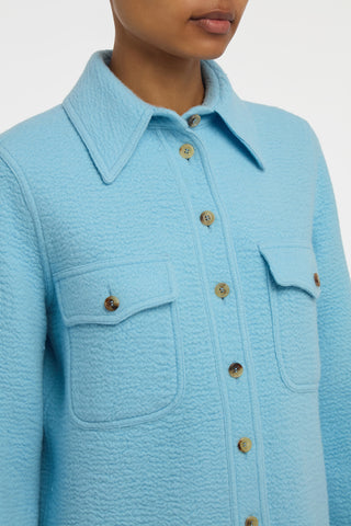 John Austin Shirt in Light Blue Cashmere Felt