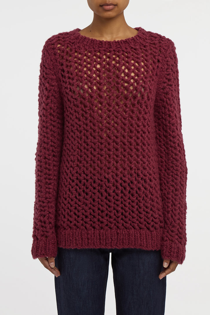 Veralune Knit Crewneck Sweater in Bordeaux Welfat Cashmere
