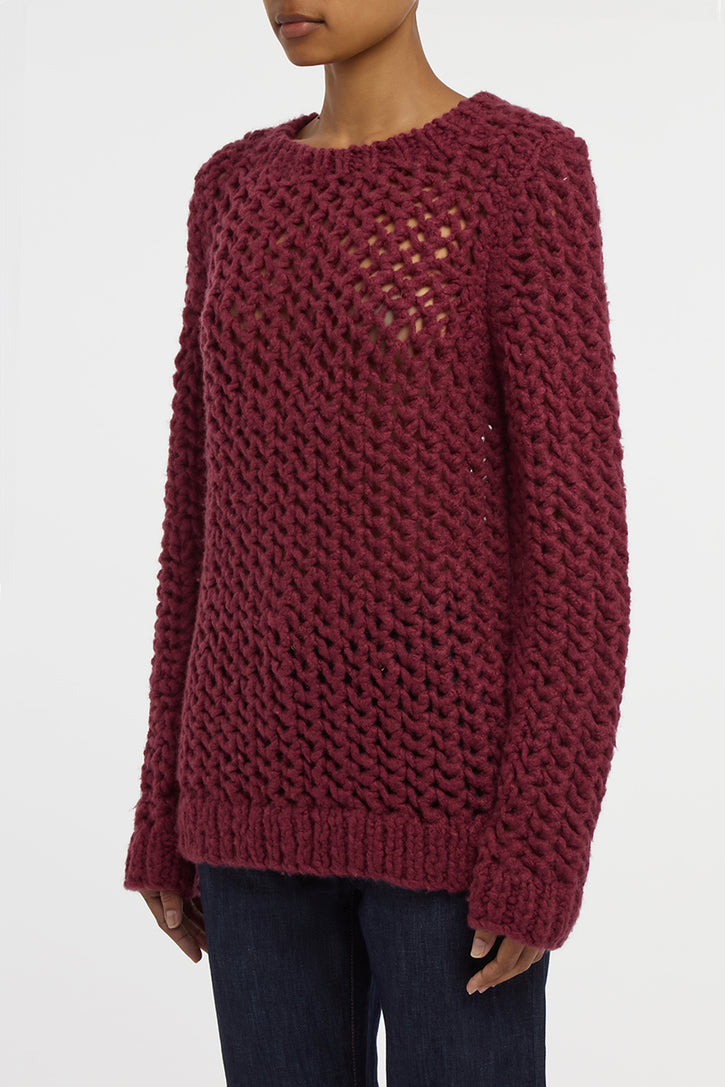 Veralune Knit Crewneck Sweater in Bordeaux Welfat Cashmere