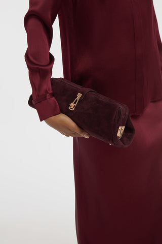 Paola Clutch in Bordeaux Suede