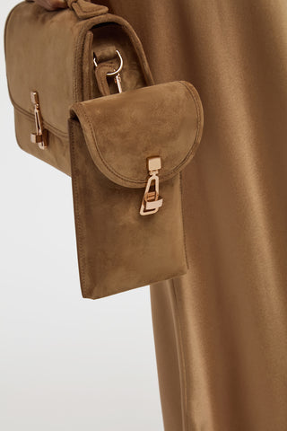 Sunglasses Pouch in Dark Sand Suede