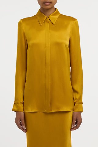 Cruz Shirt in Golden Birch Silk Satin
