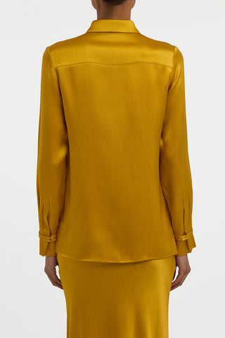 Cruz Shirt in Golden Birch Silk Satin