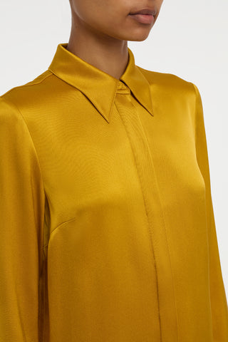 Cruz Shirt in Golden Birch Silk Satin