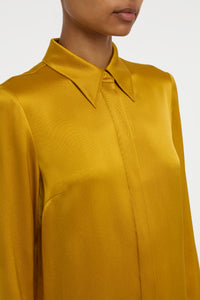 Cruz Shirt in Golden Birch Silk Satin