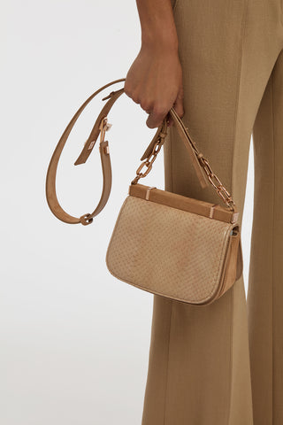 Small Dern Crossbody Bag in Nude Snakeskin & Suede