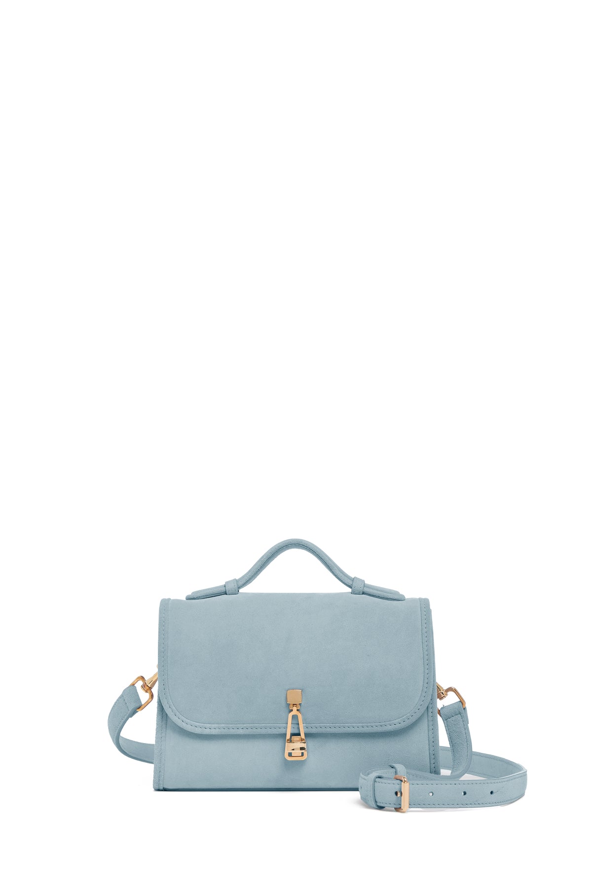 Small Leonora Flap Bag in Light Blue Suede