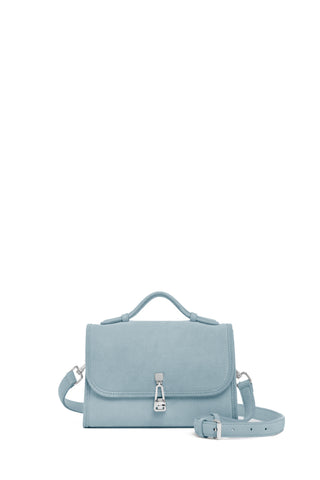 Small Leonora Flap Bag in Light Blue Suede