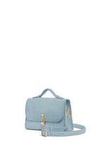 Small Leonora Flap Bag in Light Blue Suede