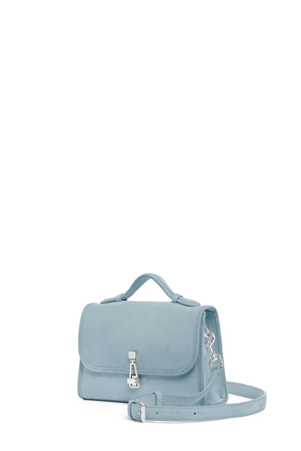 Small Leonora Flap Bag in Light Blue Suede