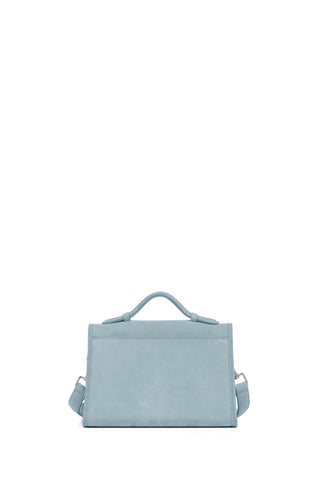 Small Leonora Flap Bag in Light Blue Suede