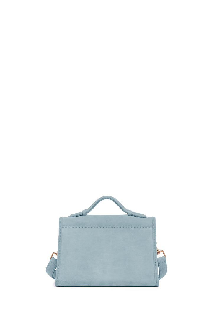 Small Leonora Flap Bag in Light Blue Suede