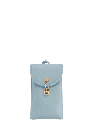 Sunglasses Pouch in Light Blue Suede