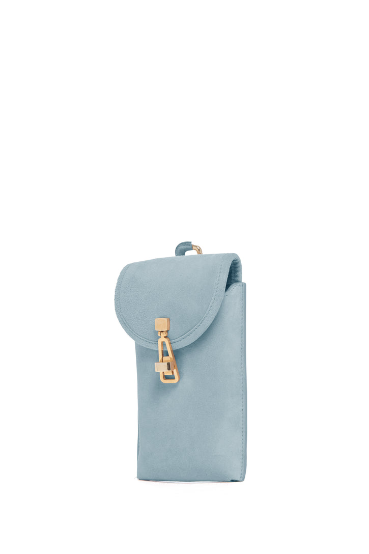 Sunglasses Pouch in Light Blue Suede