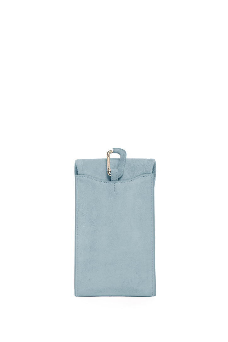 Sunglasses Pouch in Light Blue Suede
