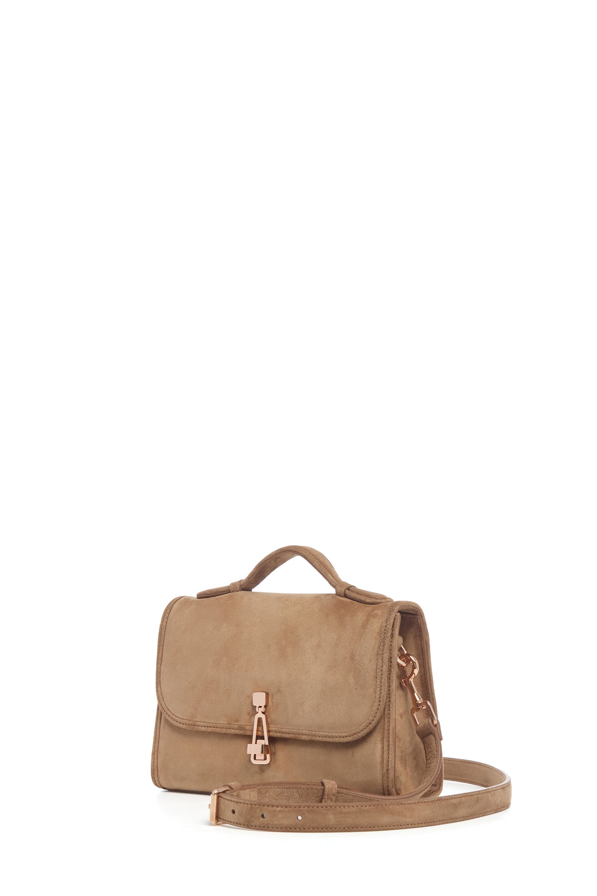 Small Leonora Flap Bag in Dark Sand Suede