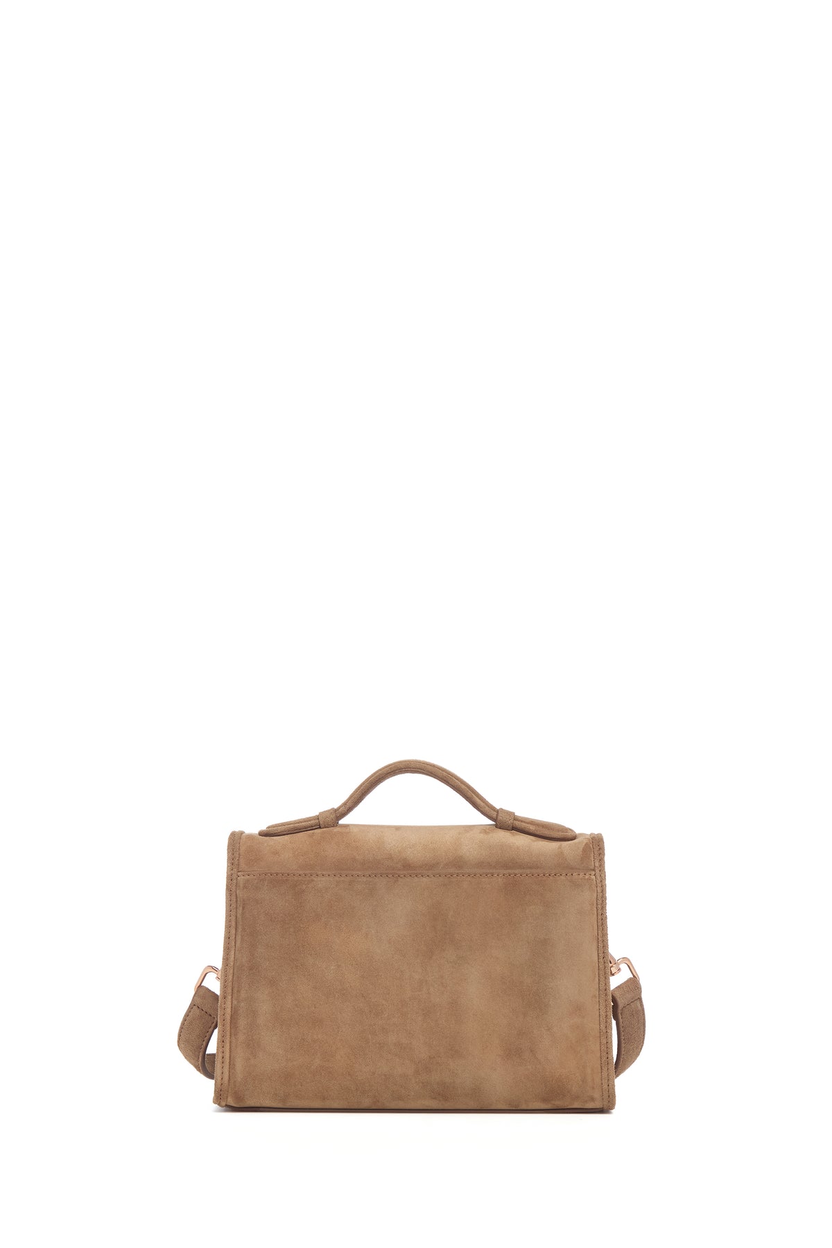 Small Leonora Flap Bag in Dark Sand Suede