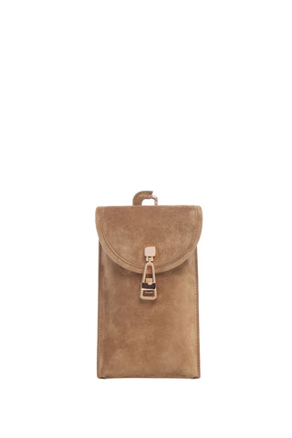 Sunglasses Pouch in Dark Sand Suede