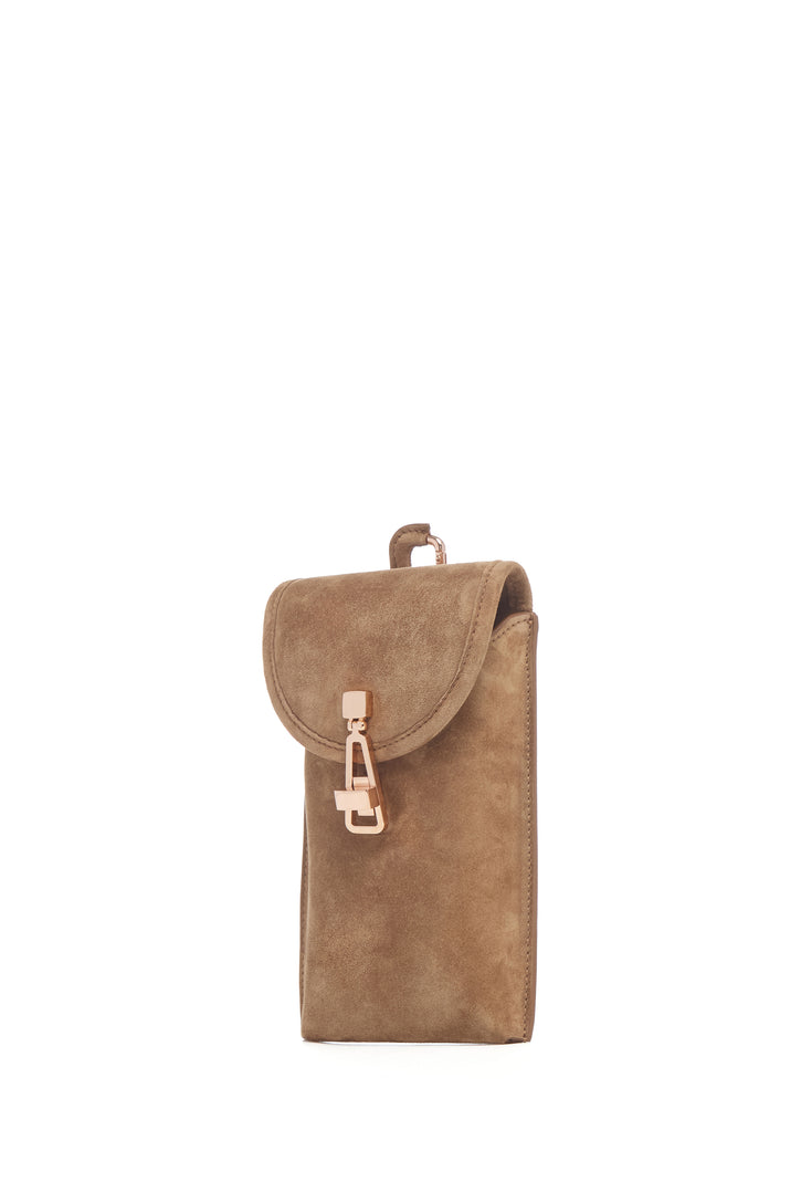 Sunglasses Pouch in Dark Sand Suede