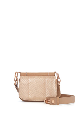 Small Dern Crossbody Bag in Nude Snakeskin & Suede