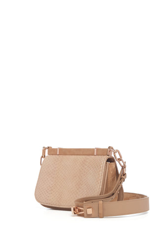 Small Dern Crossbody Bag in Nude Snakeskin & Suede