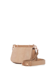 Small Dern Crossbody Bag in Nude Snakeskin & Suede