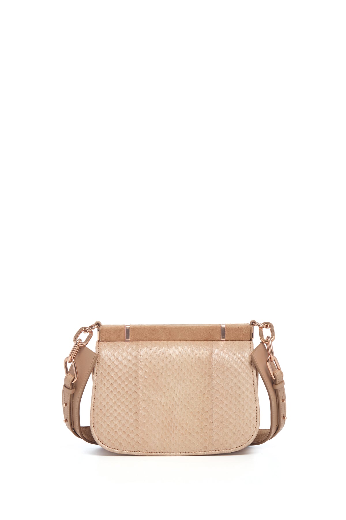 Small Dern Crossbody Bag in Nude Snakeskin & Suede