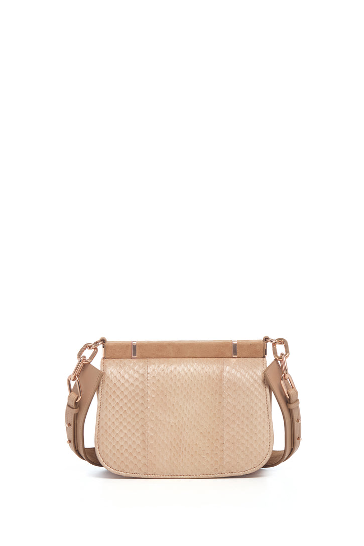 Small Dern Crossbody Bag in Nude Snakeskin & Suede
