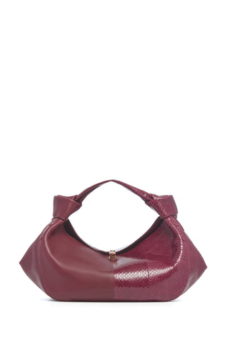 Small Antonia Bag in Bordeaux Nappa Leather & Snakeskin