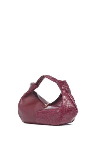 Small Antonia Bag in Bordeaux Nappa Leather & Snakeskin