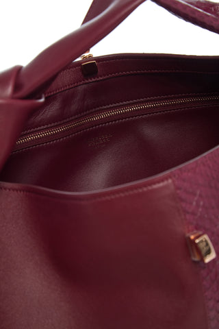Small Antonia Bag in Bordeaux Nappa Leather & Snakeskin