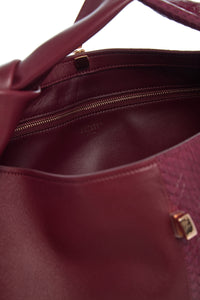 Small Antonia Bag in Bordeaux Nappa Leather & Snakeskin