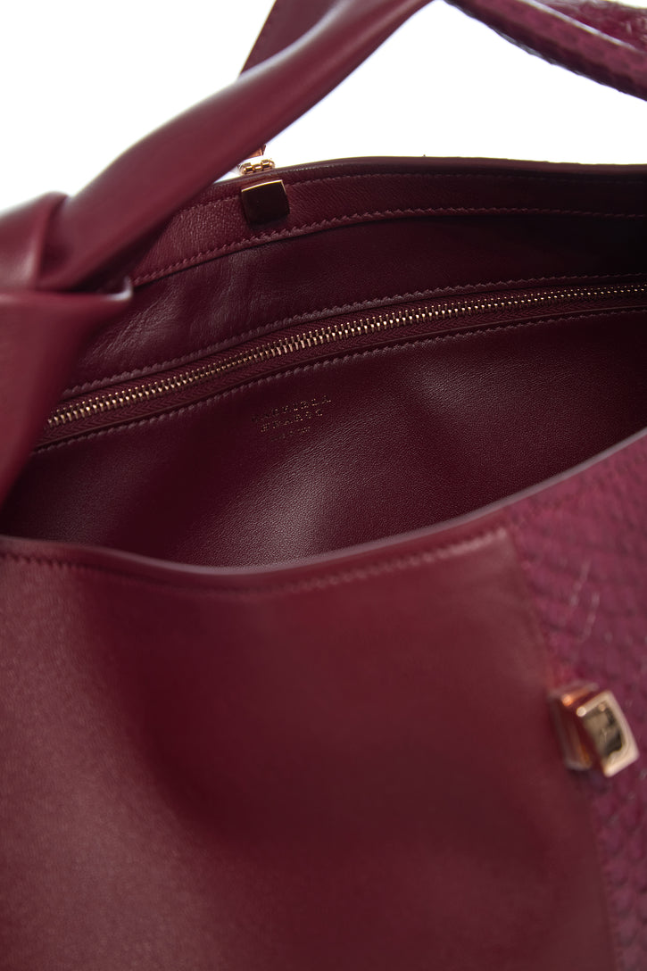 Small Antonia Bag in Bordeaux Nappa Leather & Snakeskin