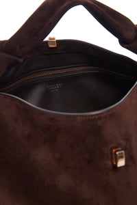 Small Antonia Bag in Dark Brown Suede