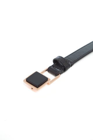 Nina Stone Belt in Black Leather