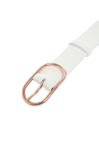 Link Buckle Belt in Ivory Leather