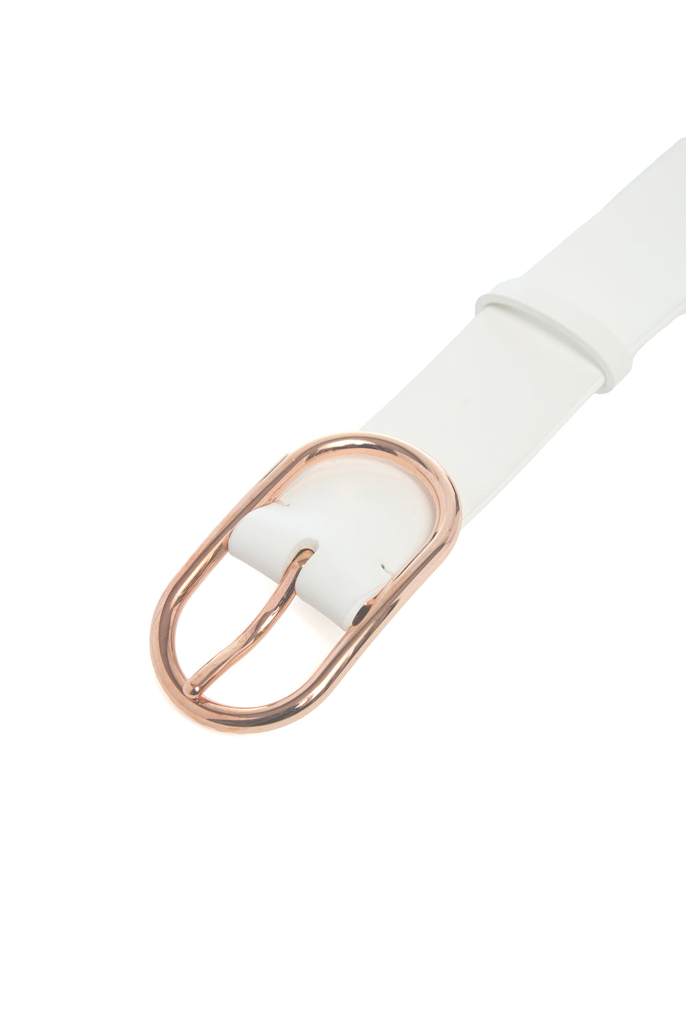 Link Buckle Belt in Ivory Leather