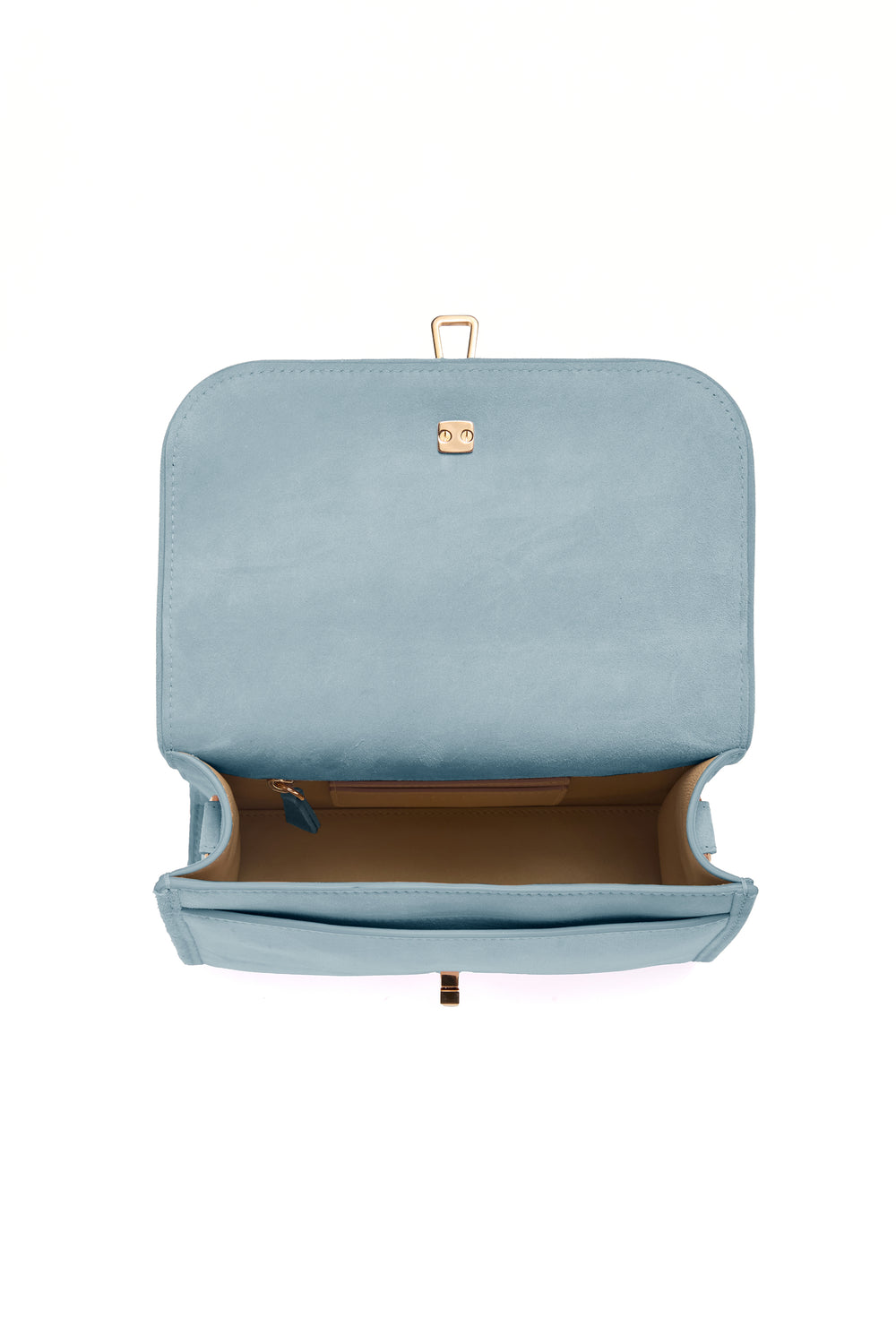 Small Leonora Flap Bag in Light Blue Suede