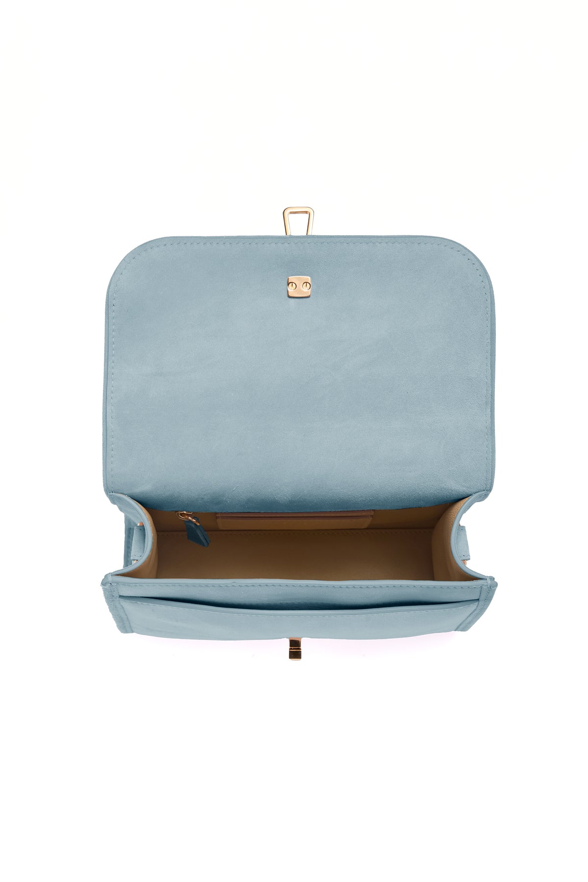 Small Leonora Flap Bag in Light Blue Suede