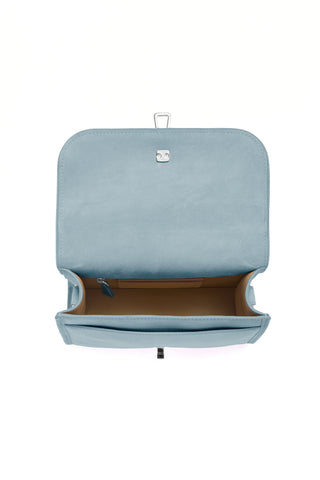 Small Leonora Flap Bag in Light Blue Suede