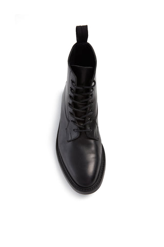 Black Leather Calvert Military Boot - Top Down View, Lace-Up Detail | Gabriela Hearst