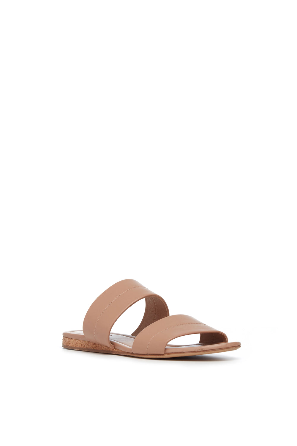 Lora Flat Sandal in Dark Camel Nappa Leather