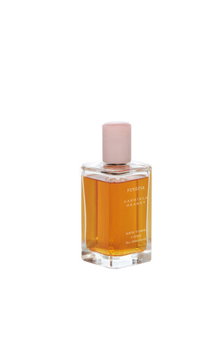 Clear Glass Fueguia New York Perfume with Pink Cap - Three Quarter View | Gabriela Hearst