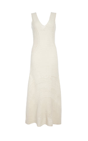 Ocon Crochet Dress in Ivory Wool Cashmere