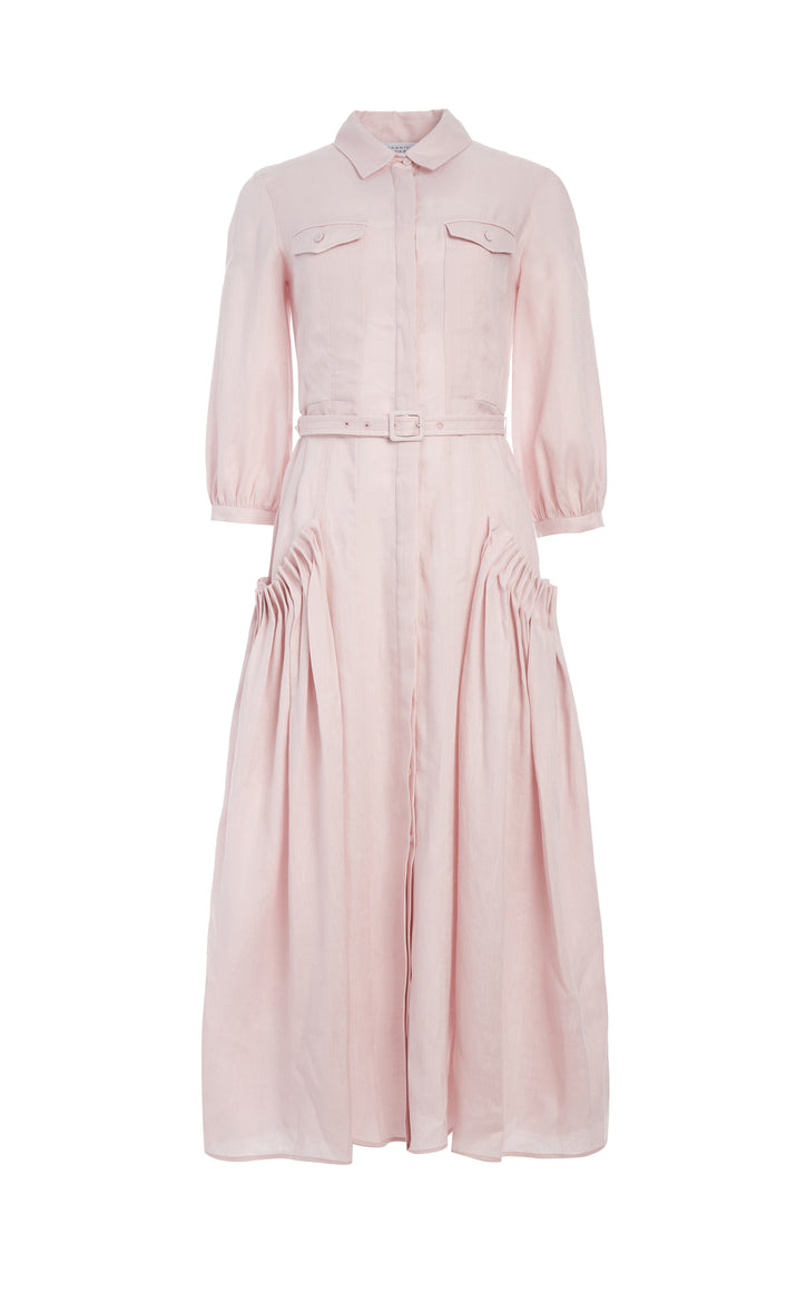 Woodward Dress in Blush Aloe Linen