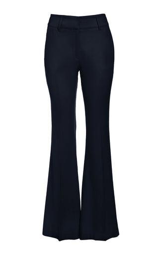 Dark Navy Virgin Wool Rhein Flare Pant - Front View, High-Rise Flared Trousers | Gabriela Hearst