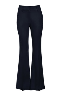 Dark Navy Virgin Wool Rhein Flare Pants - Front View | Gabriela Hearst