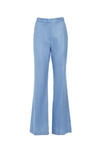 Vesta Pant in Light Blue Silk Wool and Linen Twill
