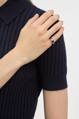 Small Ring in 18K Yellow Gold & Lapis Stone