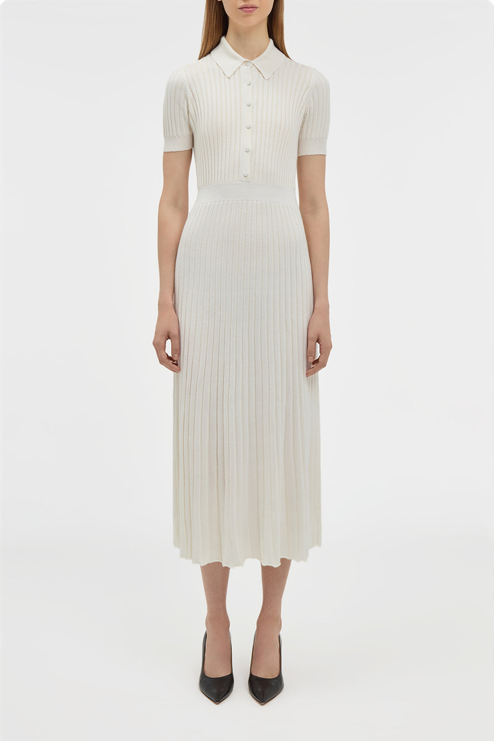 Amor Knit Midi Dress in Ivory Cashmere Silk